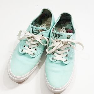 Mint Vans Sneakers Floral Teal Aqua 40 Shoes Boho